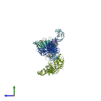 PDB entry 4acb coloured by chain, side view.