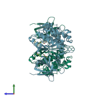 PDB entry 4ach coloured by chain, side view.