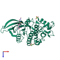 PDB entry 4acm coloured by chain, top view.