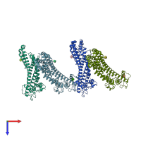 PDB entry 4acr coloured by chain, top view.