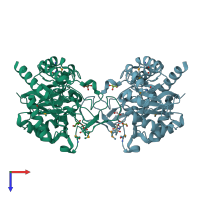 PDB entry 4acy coloured by chain, top view.