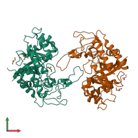 PDB entry 4acz coloured by chain, front view.