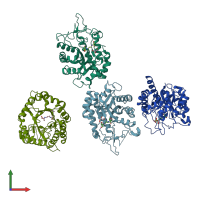 PDB entry 4ad0 coloured by chain, front view.