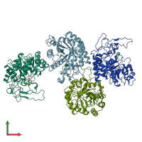 PDB entry 4ad2 coloured by chain, front view.