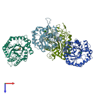 PDB entry 4ad2 coloured by chain, top view.