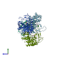 PDB entry 4ad3 coloured by chain, side view.