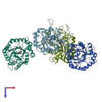 PDB entry 4ad3 coloured by chain, top view.