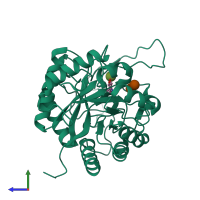 PDB entry 4ad4 coloured by chain, side view.