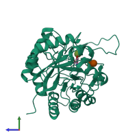 PDB entry 4ad5 coloured by chain, side view.