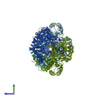 PDB entry 4adc coloured by chain, side view.