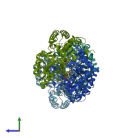 PDB entry 4add coloured by chain, side view.