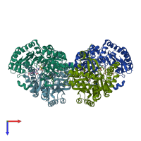 PDB entry 4add coloured by chain, top view.