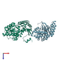PDB entry 4ade coloured by chain, top view.
