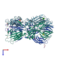 PDB entry 4adg coloured by chain, top view.