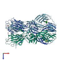 PDB entry 4adj coloured by chain, top view.