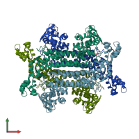 PDB entry 4adl coloured by chain, front view.