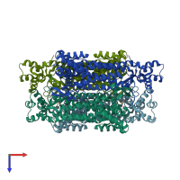 PDB entry 4adl coloured by chain, top view.