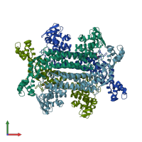 PDB entry 4adm coloured by chain, front view.