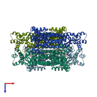 PDB entry 4adm coloured by chain, top view.
