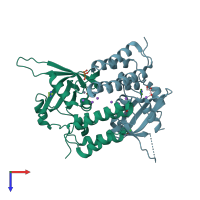 PDB entry 4adn coloured by chain, top view.
