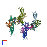 PDB entry 4adq coloured by chain, top view.