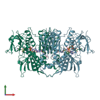 PDB entry 4adw coloured by chain, front view.