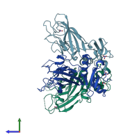 PDB entry 4ae2 coloured by chain, side view.