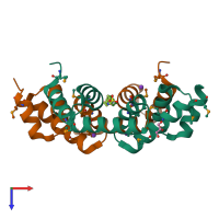 PDB entry 4ae4 coloured by chain, top view.