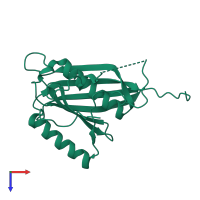 PDB entry 4ae7 coloured by chain, top view.