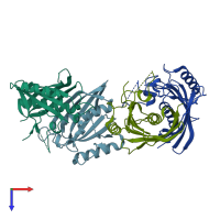 PDB entry 4ae8 coloured by chain, top view.