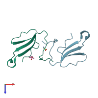 PDB entry 4aea coloured by chain, top view.