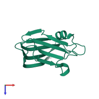 PDB entry 4aem coloured by chain, top view.