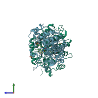 PDB entry 4aeo coloured by chain, side view.