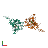 PDB entry 4af0 coloured by chain, front view.