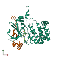 PDB entry 4af3 coloured by chain, front view.