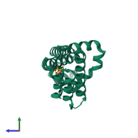 PDB entry 4af5 coloured by chain, side view.