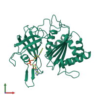 Monomeric assembly 1 of PDB entry 4af6 coloured by chemically distinct molecules, front view.