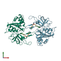 PDB entry 4af6 coloured by chain, front view.