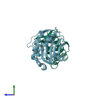 PDB entry 4afi coloured by chain, side view.