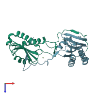 PDB entry 4afi coloured by chain, top view.