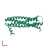 Homo dimeric assembly 1 of PDB entry 4afl coloured by chemically distinct molecules, front view.