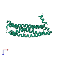 Homo dimeric assembly 1 of PDB entry 4afl coloured by chemically distinct molecules, top view.