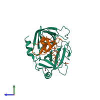 PDB entry 4afs coloured by chain, side view.