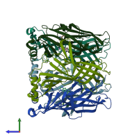 PDB entry 4aft coloured by chain, side view.