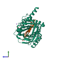 PDB entry 4afx coloured by chain, side view.