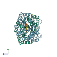 PDB entry 4afy coloured by chain, side view.