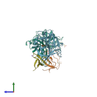 PDB entry 4ag2 coloured by chain, side view.