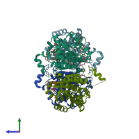 PDB entry 4ag3 coloured by chain, side view.