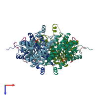 PDB entry 4ag3 coloured by chain, top view.