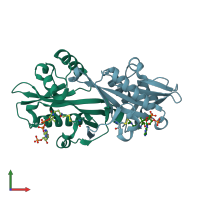 PDB entry 4ag7 coloured by chain, front view.